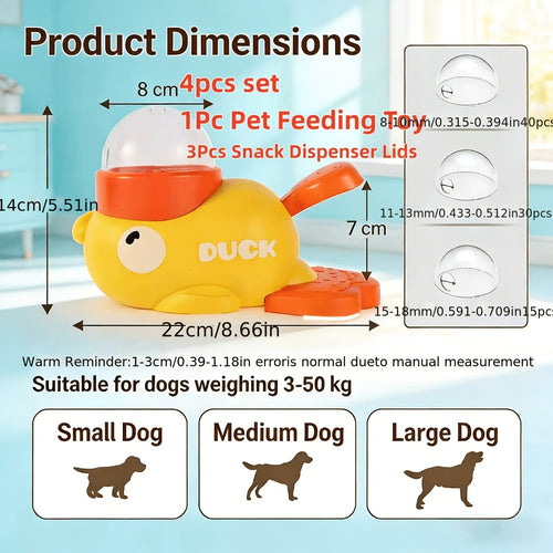 Four duck-shaped pet treat dispensers