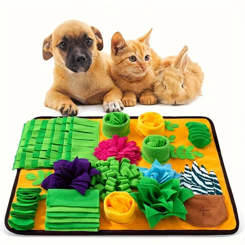 Yellow hide-and-seek dog snuffle mat