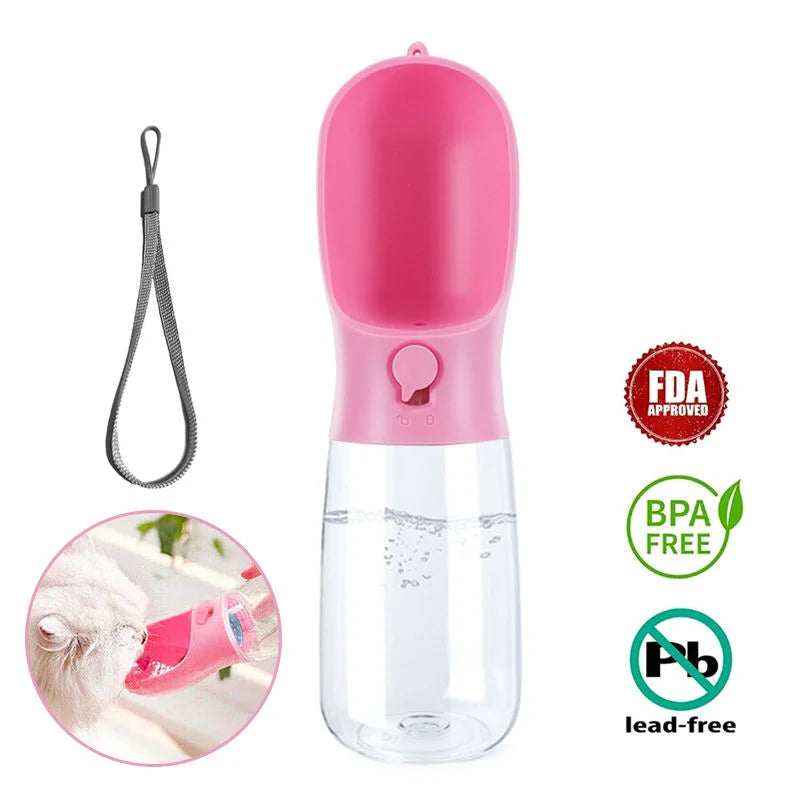 Portable 300ml Eco-Friendly Pet Water Bottle PP Material Dog Feeder with Charging Feature for Traveling Animals Packaged in Box