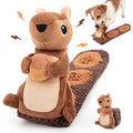Plush squirrel dog toy with treat pockets
